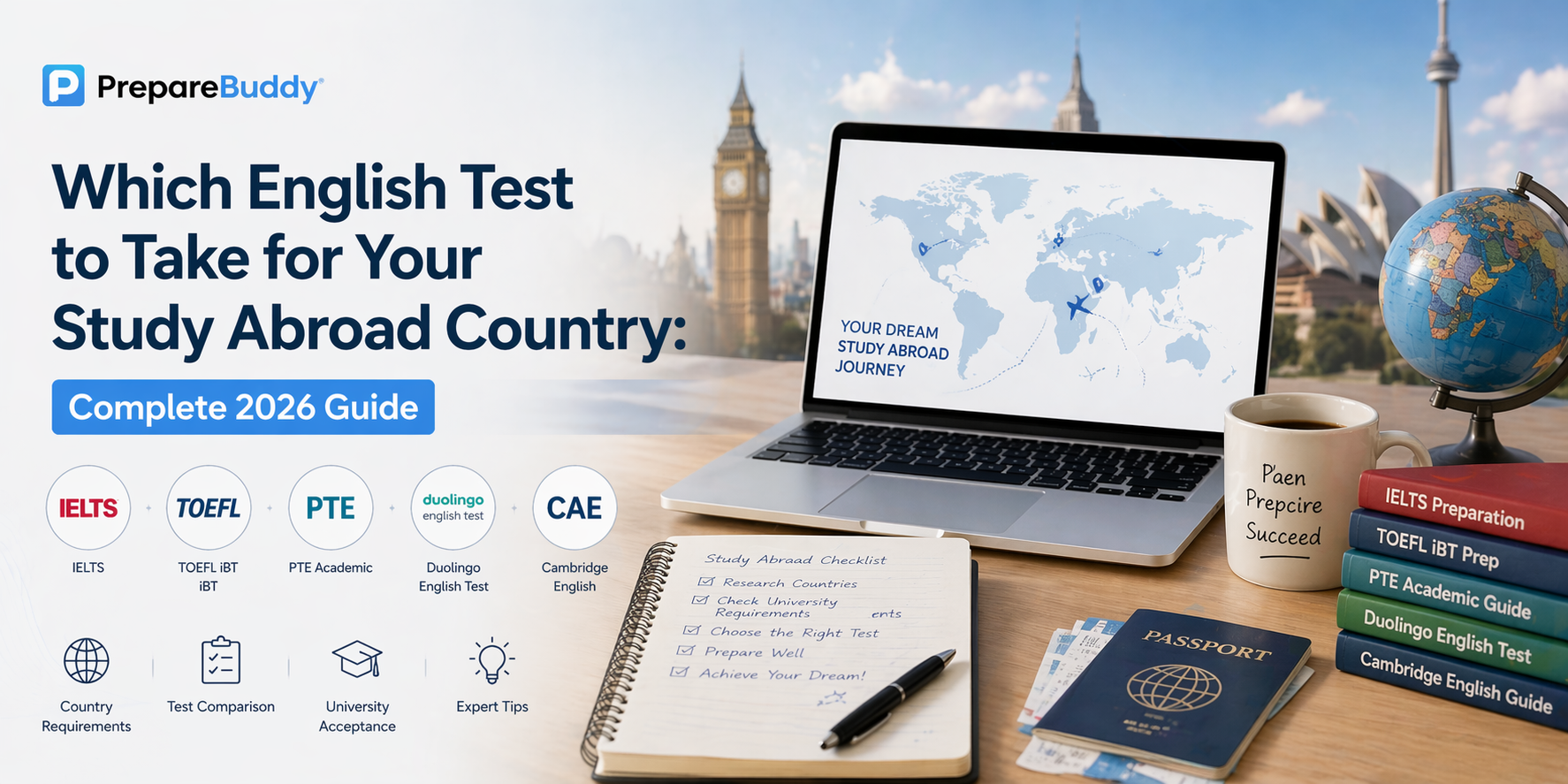 Which English test to take for your study abroad country: 2026 country-by-country guide