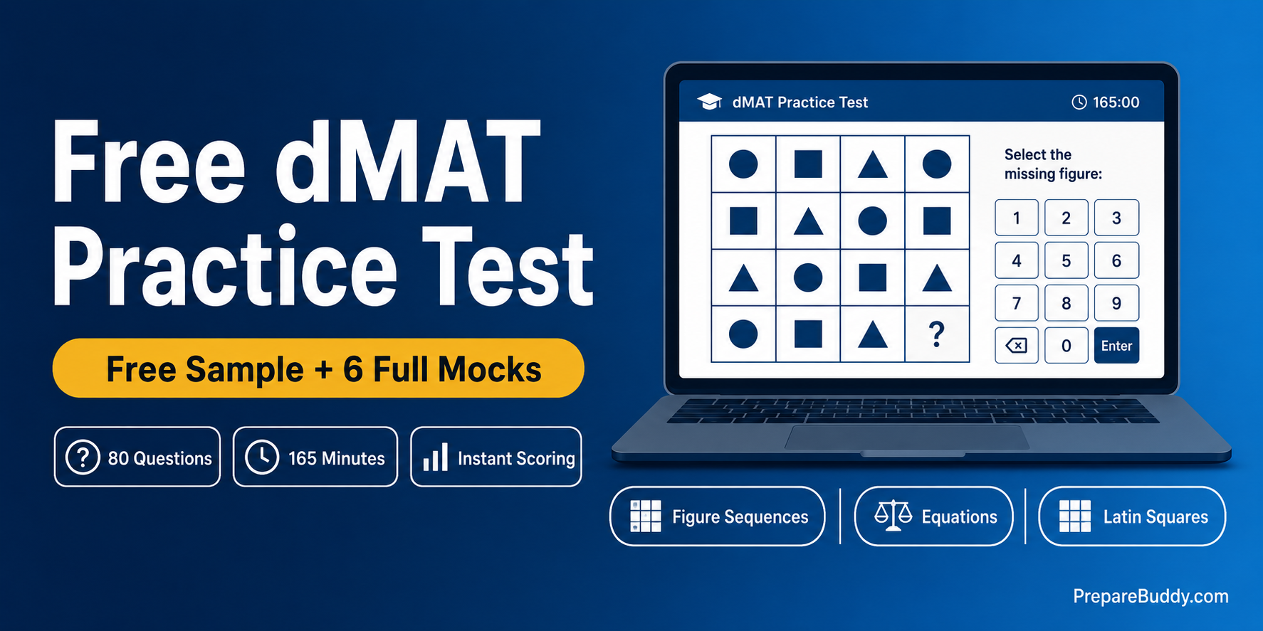 Free dMAT practice test online — Core Module sample and six full-length Digital Master Test mocks with instant scoring