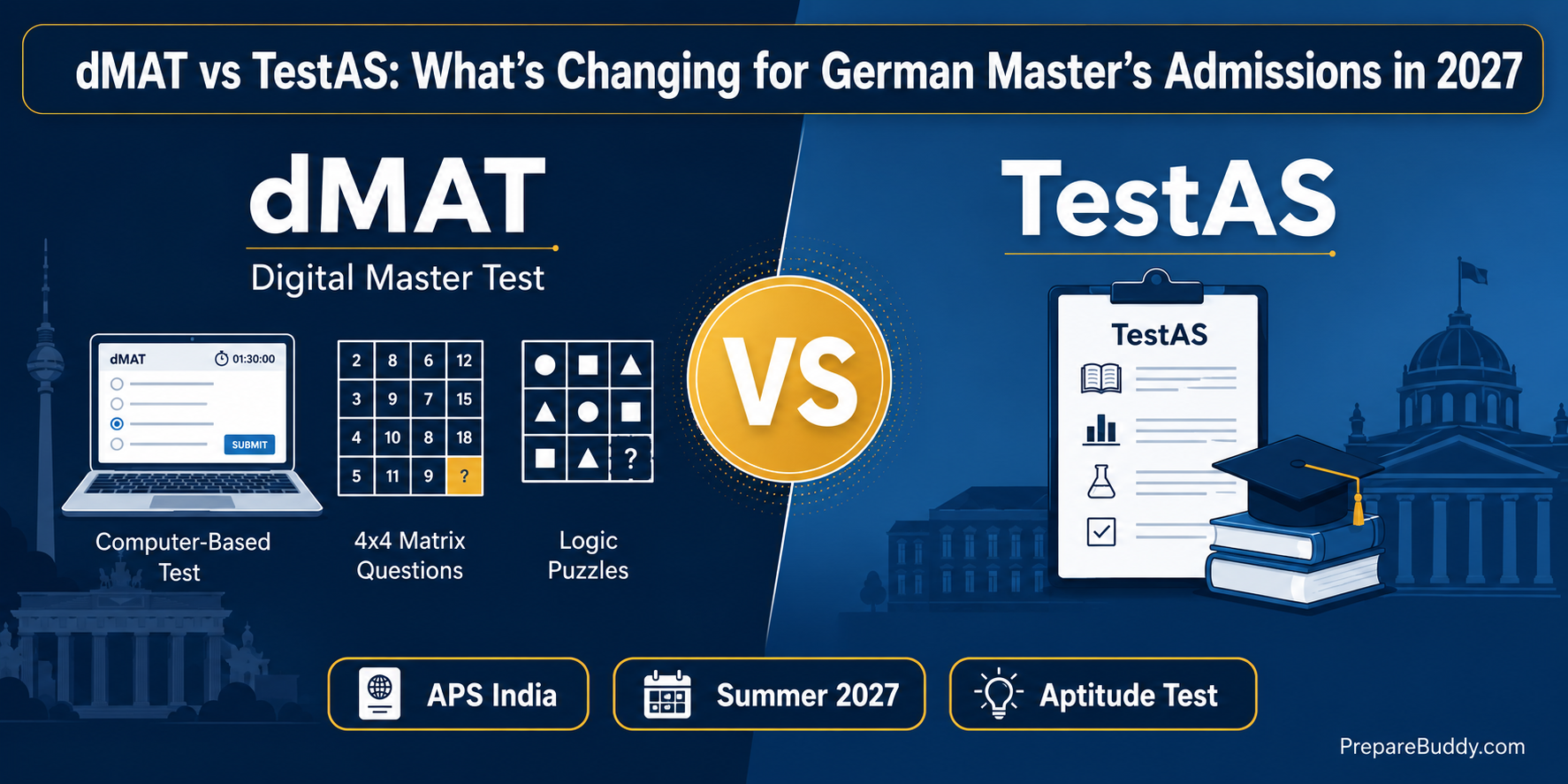 dMAT vs TestAS comparison for German master's admissions 2027