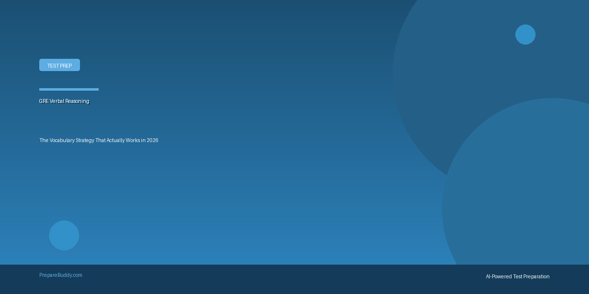 GRE Verbal Reasoning vocabulary strategy infographic with study plan and question type breakdown