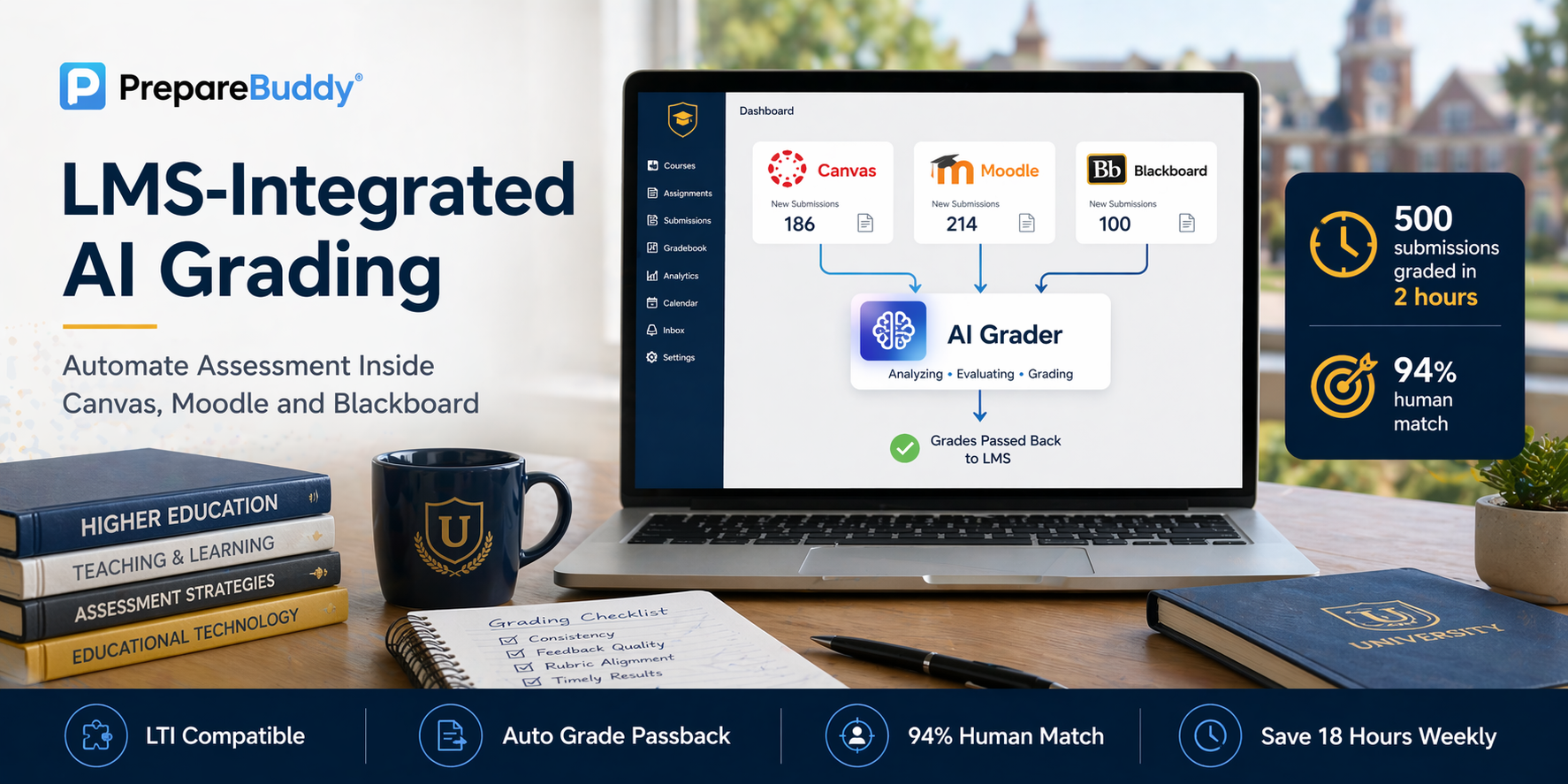 LMS-Integrated AI Grading across Canvas, Moodle, Blackboard, D2L, and Schoology