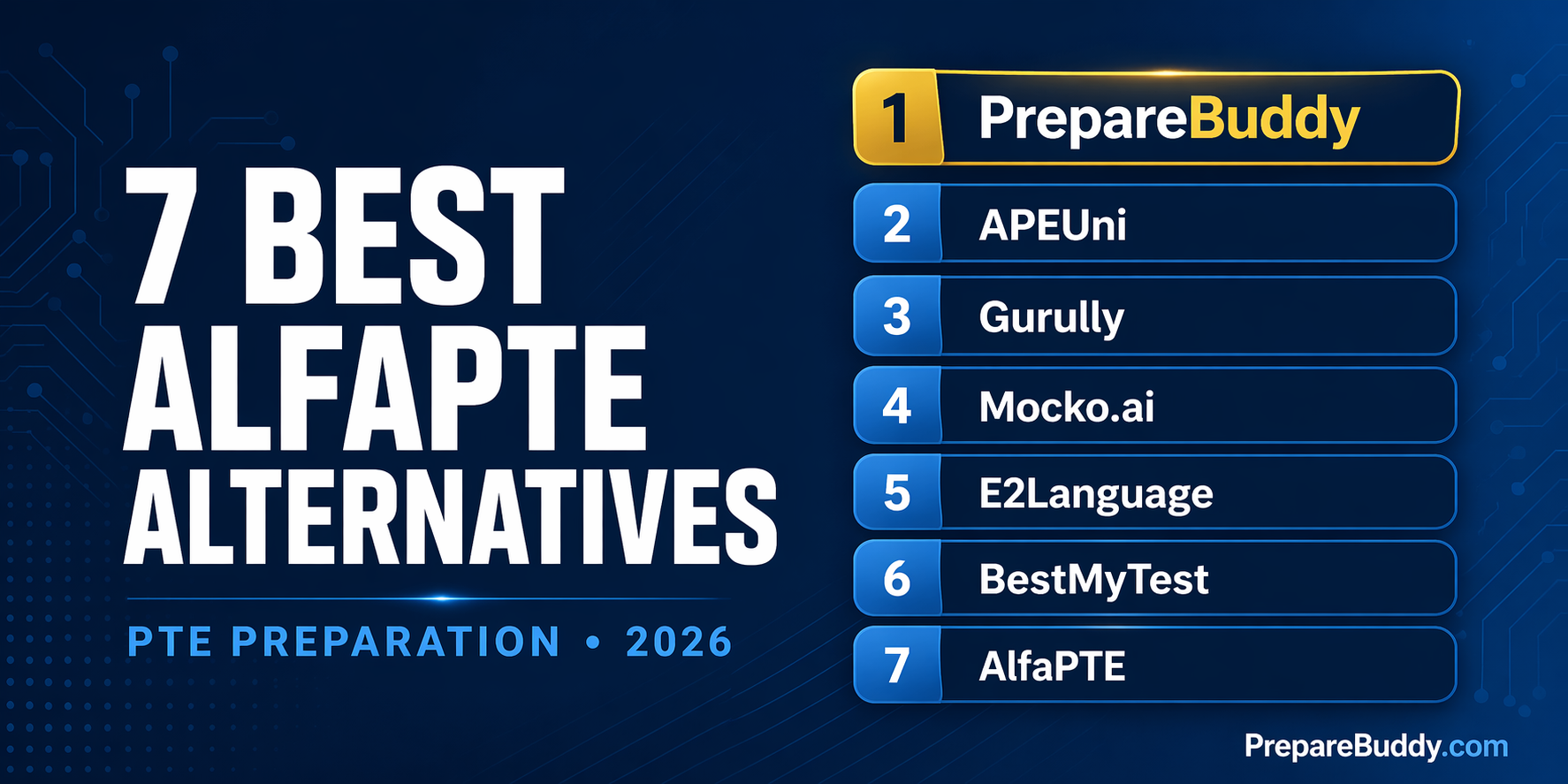AlfaPTE alternatives 2026: 7 PTE practice platforms compared side by side