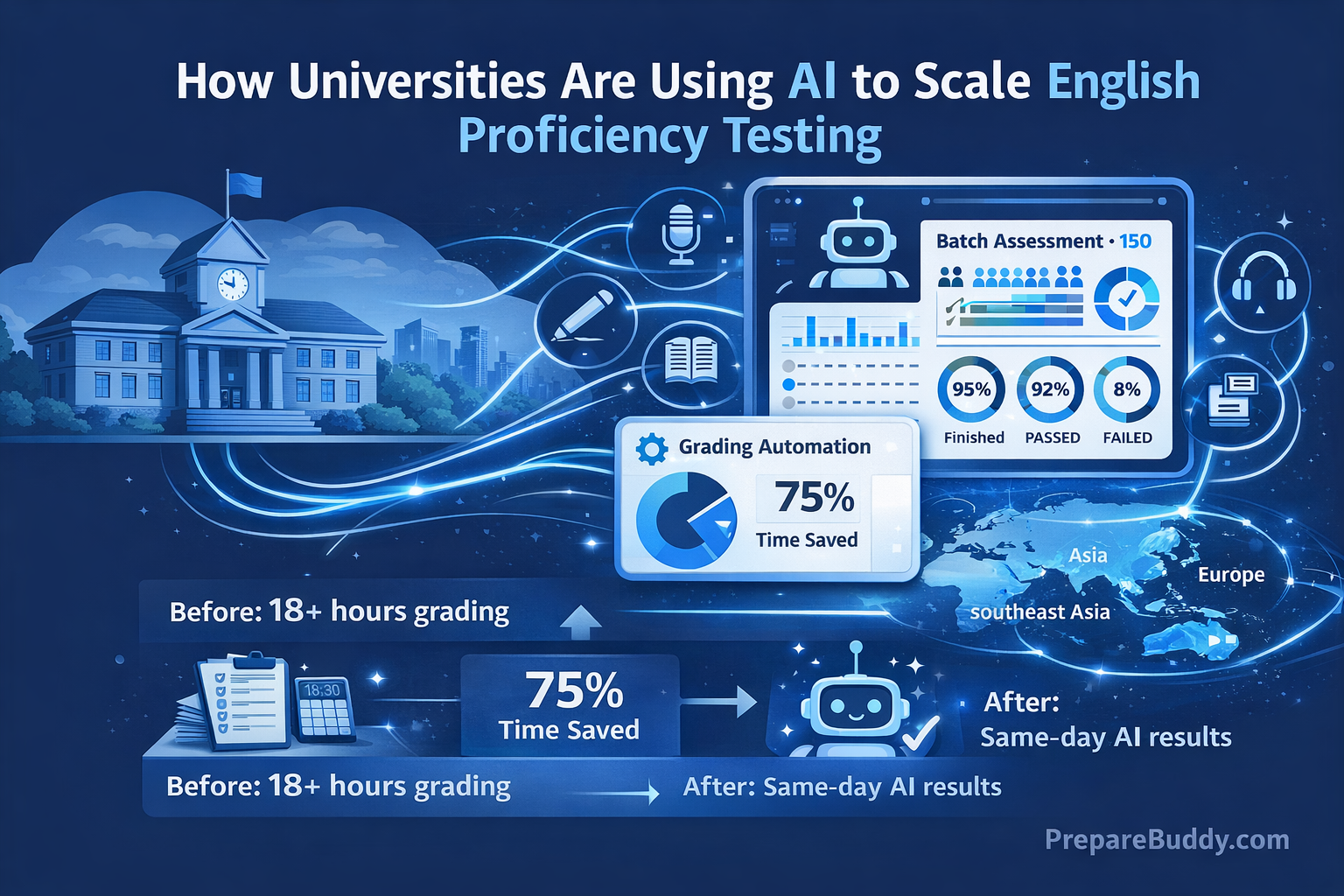 Universities using AI to scale English proficiency testing with automated assessment and batch grading