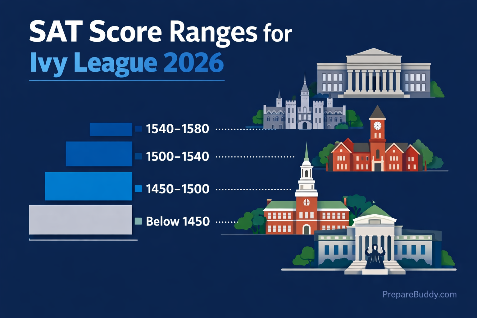 SAT score ranges for Ivy League universities 2026 with comparison table